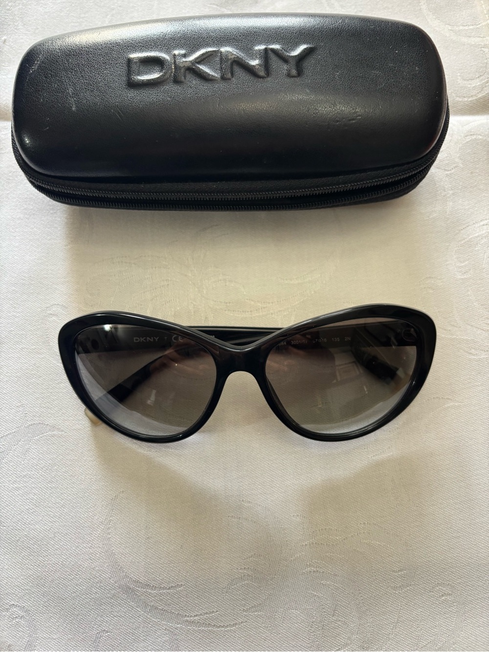 DKNY Black Cat-Eye Sunglasses with Matching Black Zip Case